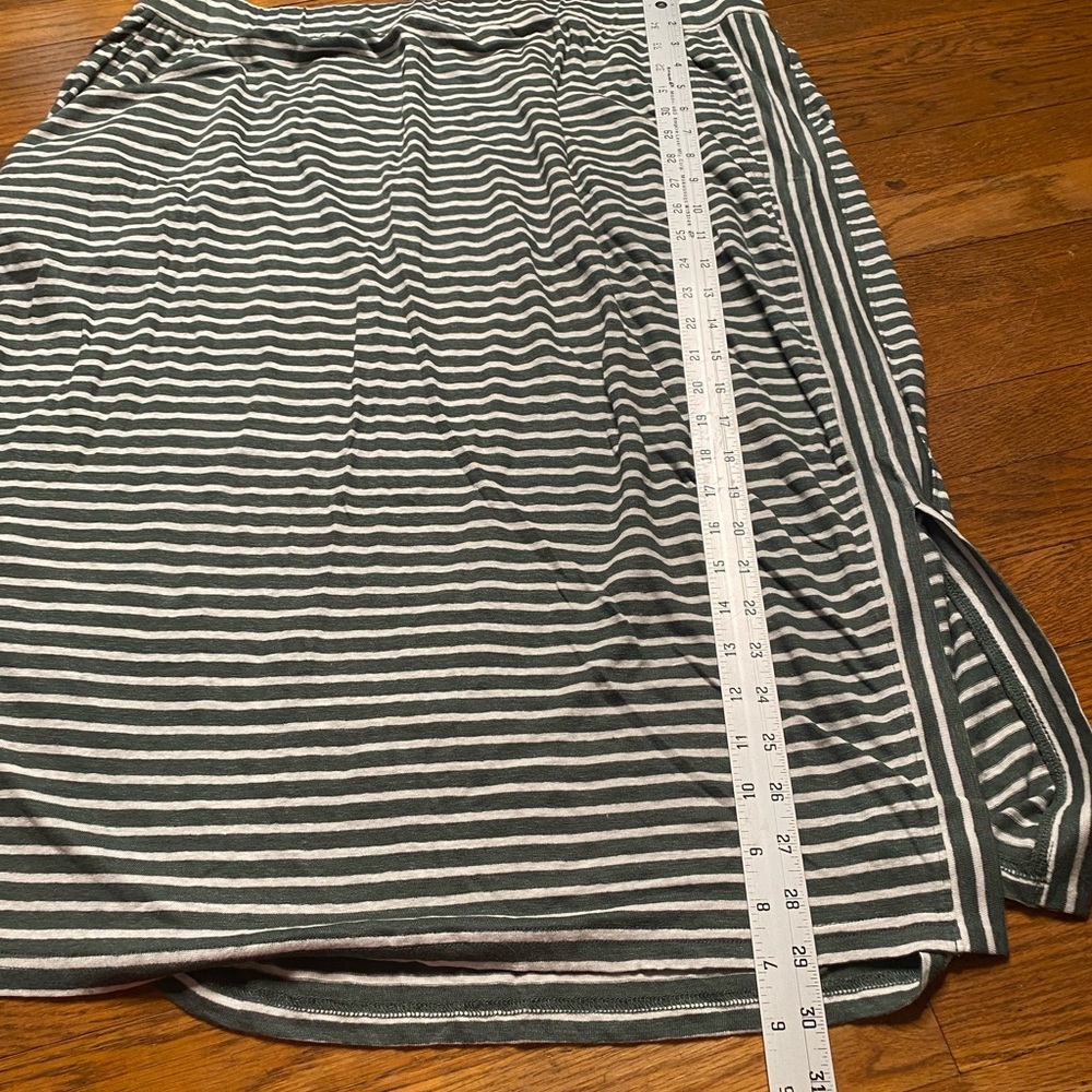 Eileen Fisher Organic Cotton Blend Striped Skirt Green White Midi - Picture 3 of 6